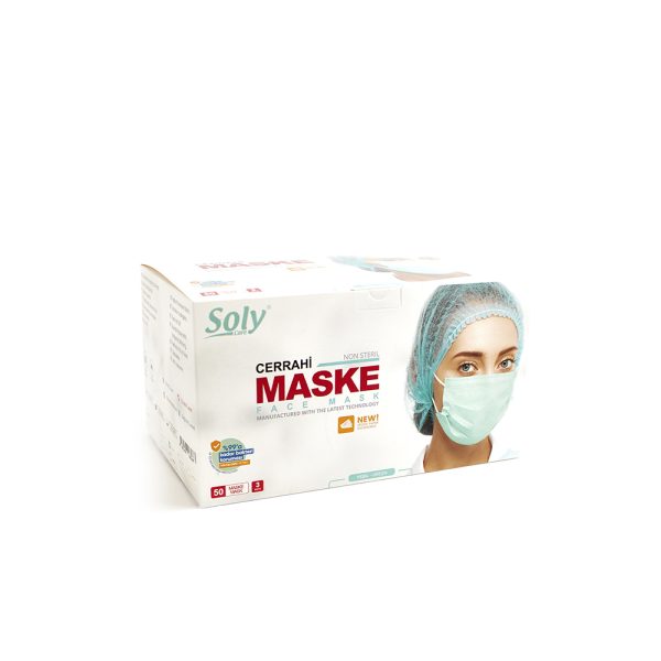 Tekli Zarf 3 Katlı Meltblown’lu Cerrahi Maske 50’li yeşil