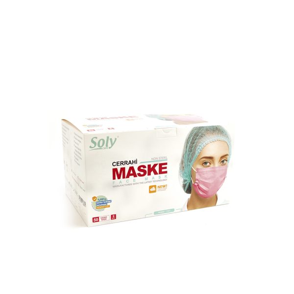 Tekli Zarf 3 Katlı Meltblown’lu Cerrahi Maske 50’li pembe