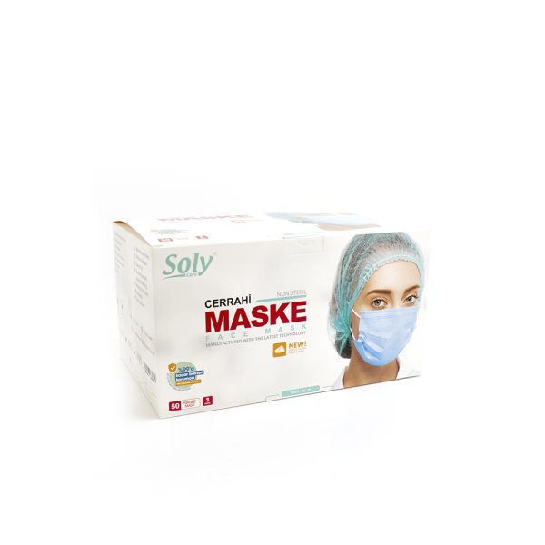 Tekli Zarf 3 Katlı Meltblown’lu Cerrahi Maske 50’li mavi
