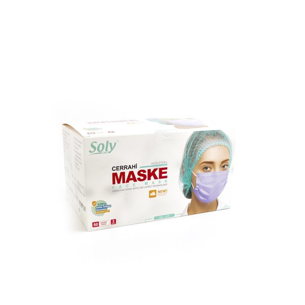 Tekli Zarf 3 Katlı Meltblown’lu Cerrahi Maske 50’li lila