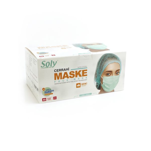 Tekli poşet3 Katlı Meltblown’lu Cerrahi Maske 50’li yeşil