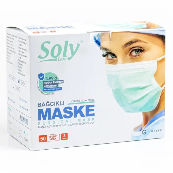 Soly Care bağcıklı cerrahi maske 3 katlı
